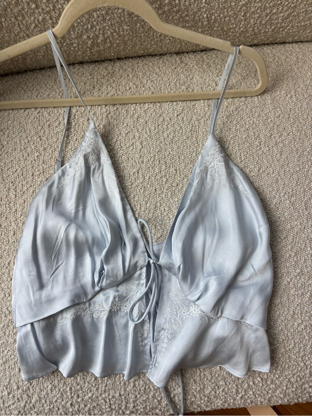 Rumored Light Blue Satin Embroidered Cami
